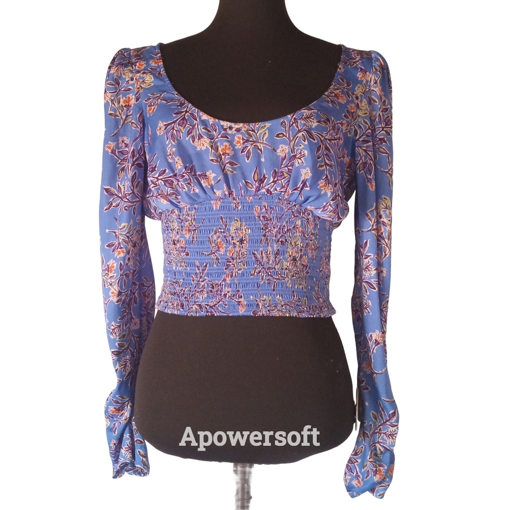Free People Blue Floral Blouse